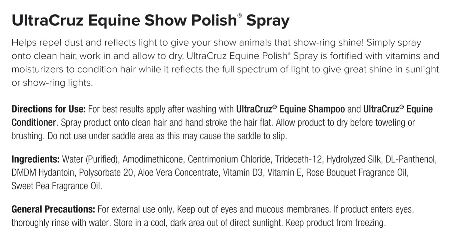 UltraCruz Equine Show Polish Spray for Horses, 32 oz