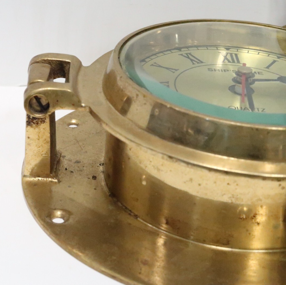 VINTAGE SHIP'S TIME BRASS QUARTZ CLOCK