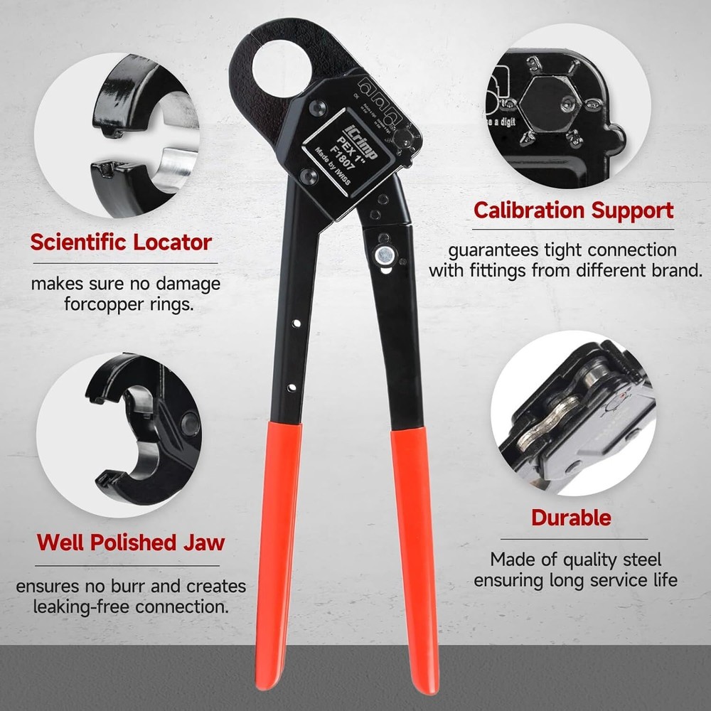 Angle Head F1807 PEX Pipe Crimping Tool for Copper Rings 1''Angle Single Crimper