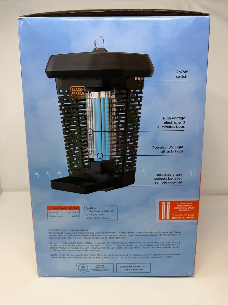 BLACK+DECKER Bug Zapper, Electric UV Insect Catcher & Killer
