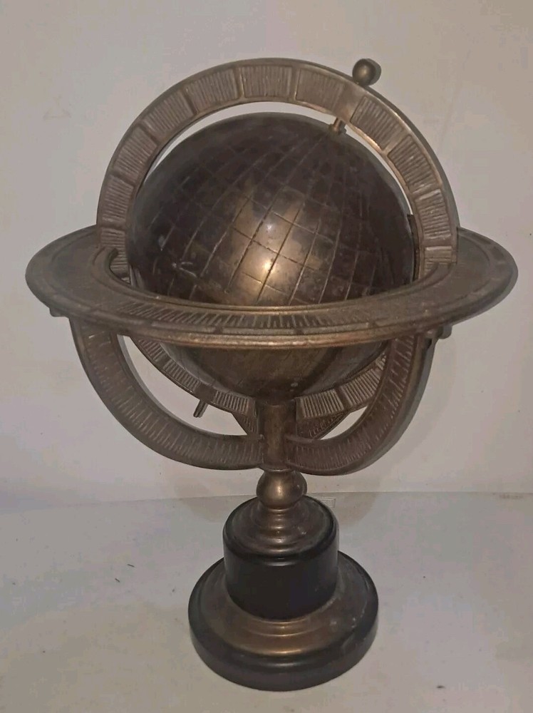 Heavy Earth Globe  Bronze Terrestrial Approx. 17.5 In Tall