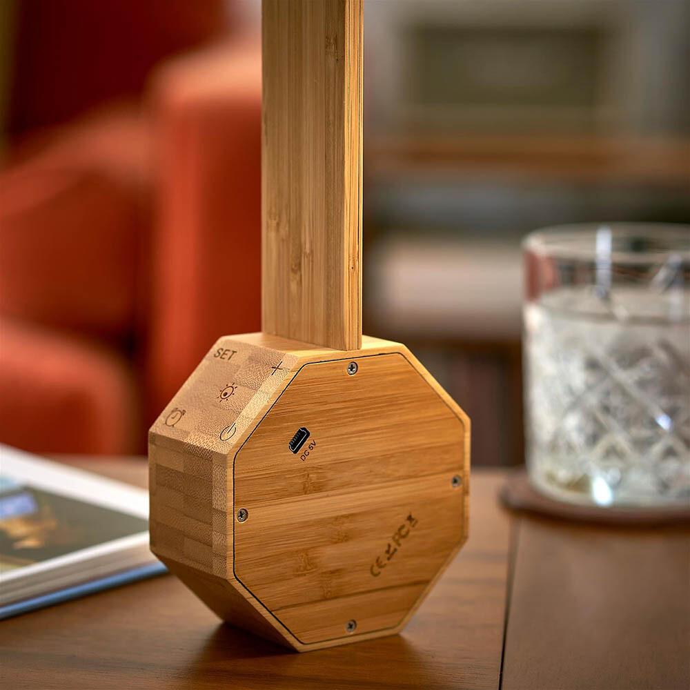 NEW Gingko Octagon One Plus Alarm Clock Light Natural Bamboo