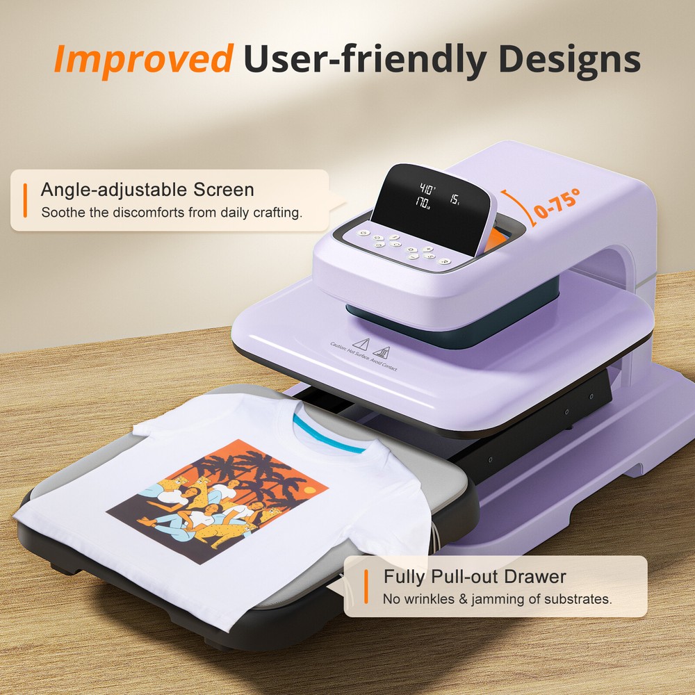HTVRONT 15x15 Automatic Heat Press Machine 2+Heat Press Tool & Material Kit