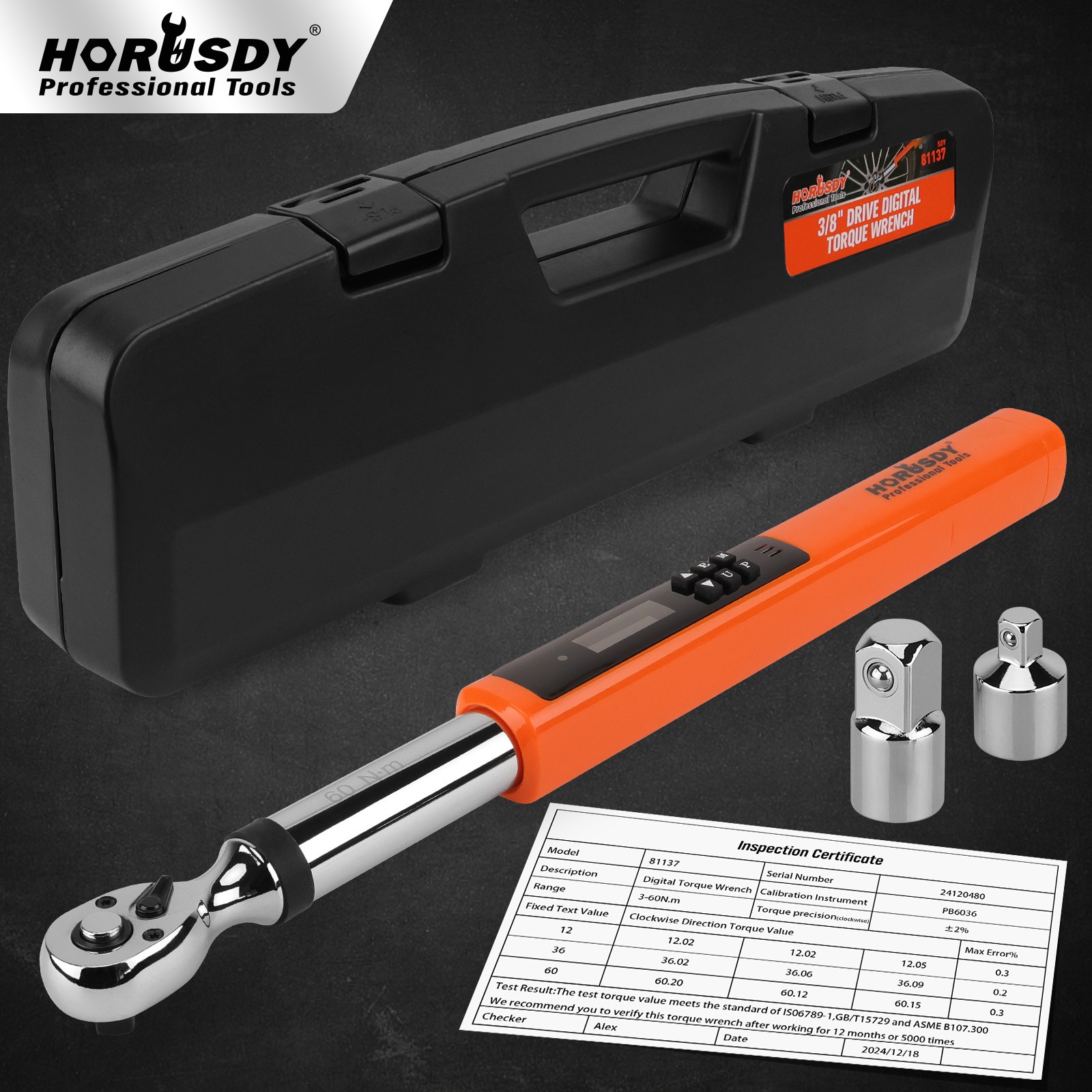 1/2"/3/8'' Digital Torque Wrench Set 25~250Ft-Lb/17-340N.m&4.4~44.3Ft-Lb/3-60N.m