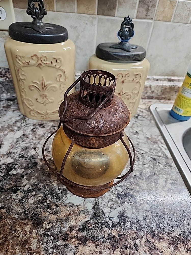 Vintage Amber Glass Railroad Lantern