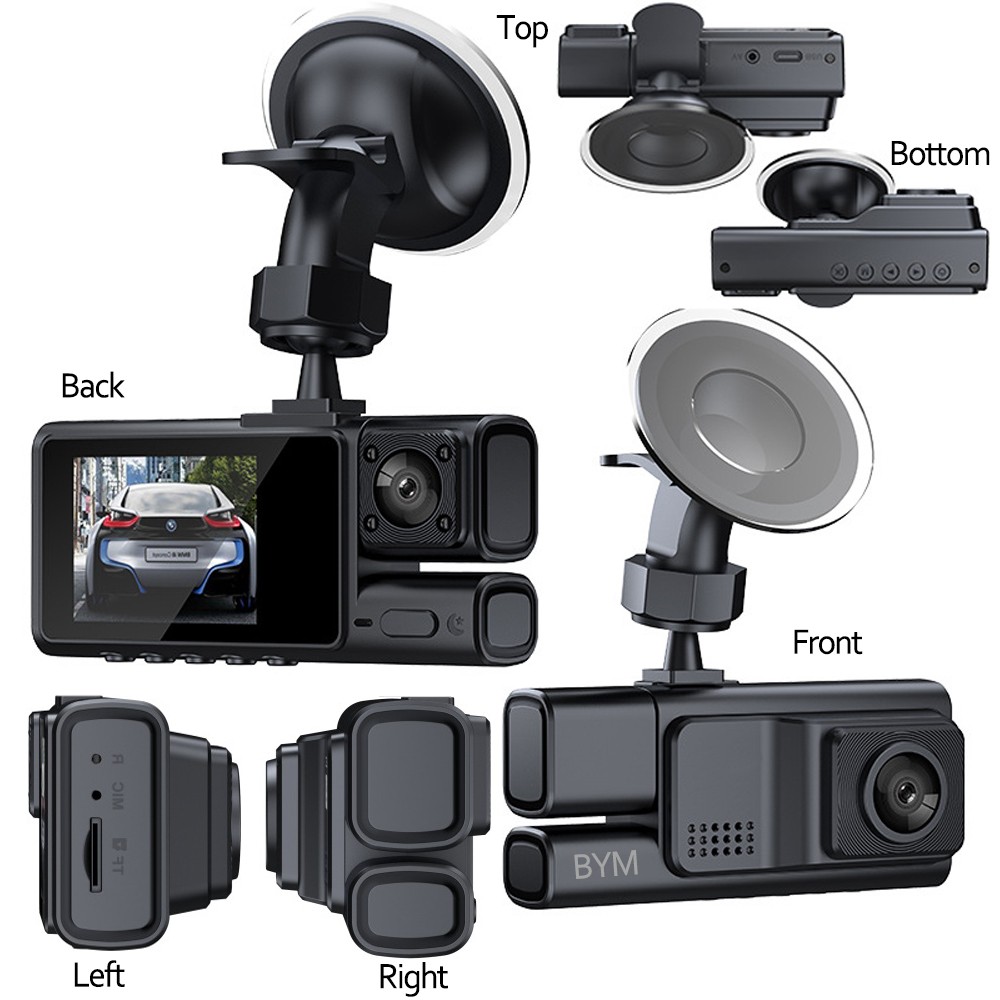 Dashboad Camera Car Camera 3 Channel 1080P Camera Night Vision IPS Screen
