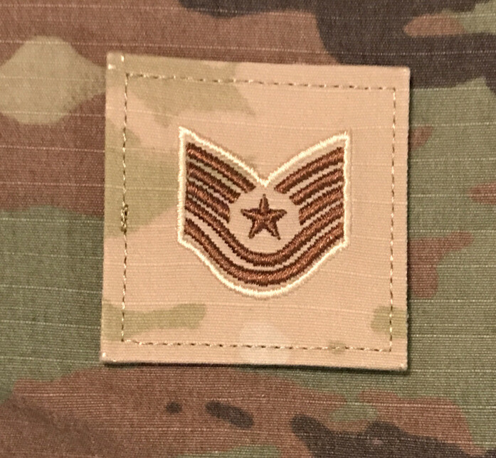 US Air Force TSGT/E6 Chest Rank OCP Technical Sergeant w/ Hook USAF