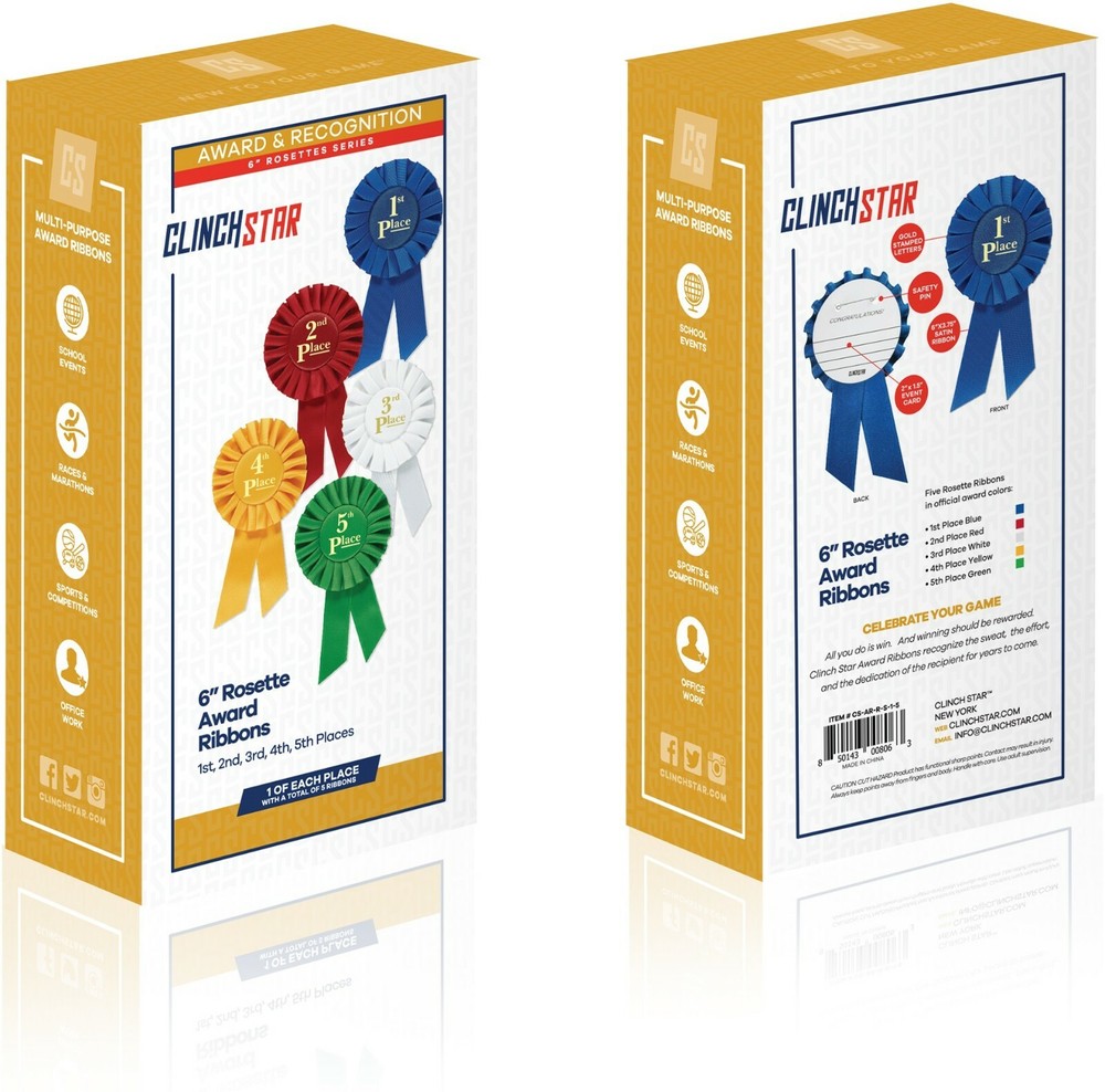 Rosette Premium Award Ribbons 1st 2nd 3rd 4th 5th Place Multipurpose Set