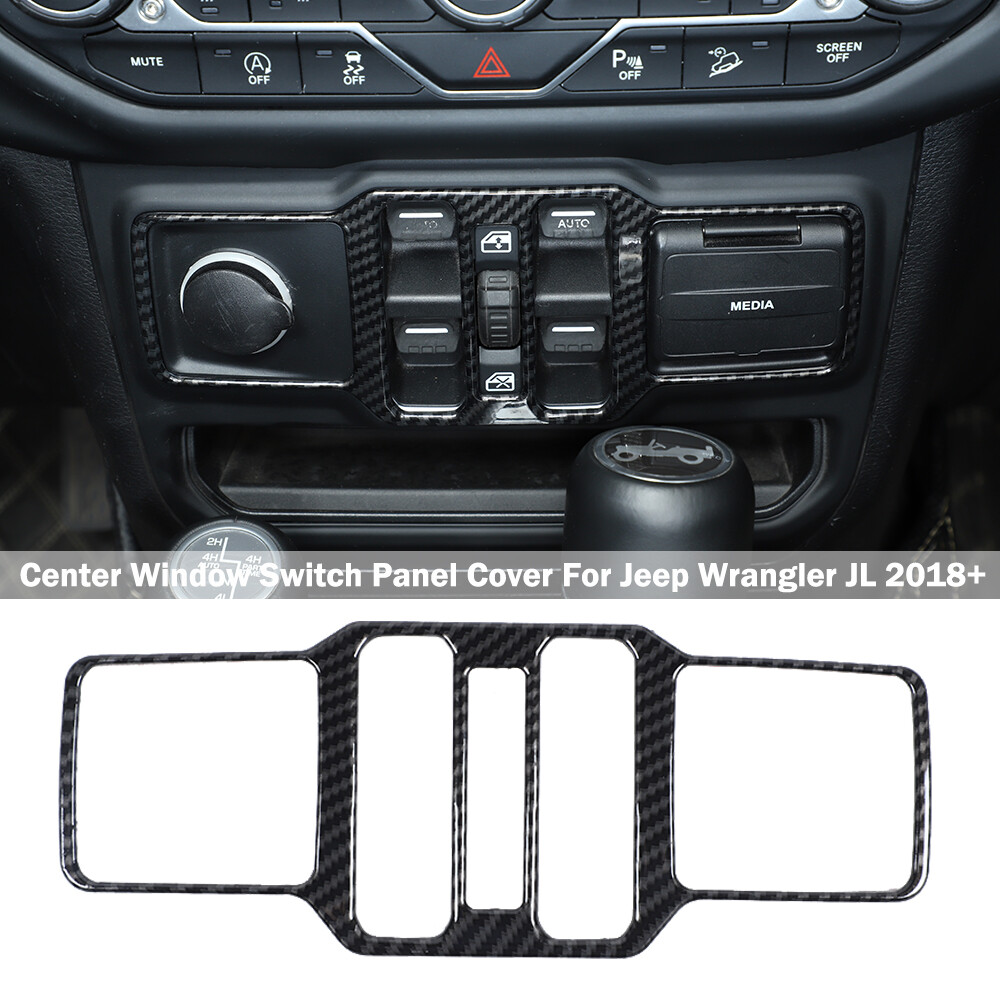 Carbon fiber Window Control Switch Panel Trim Cover for 18+ Jeep Wrangler JL JT