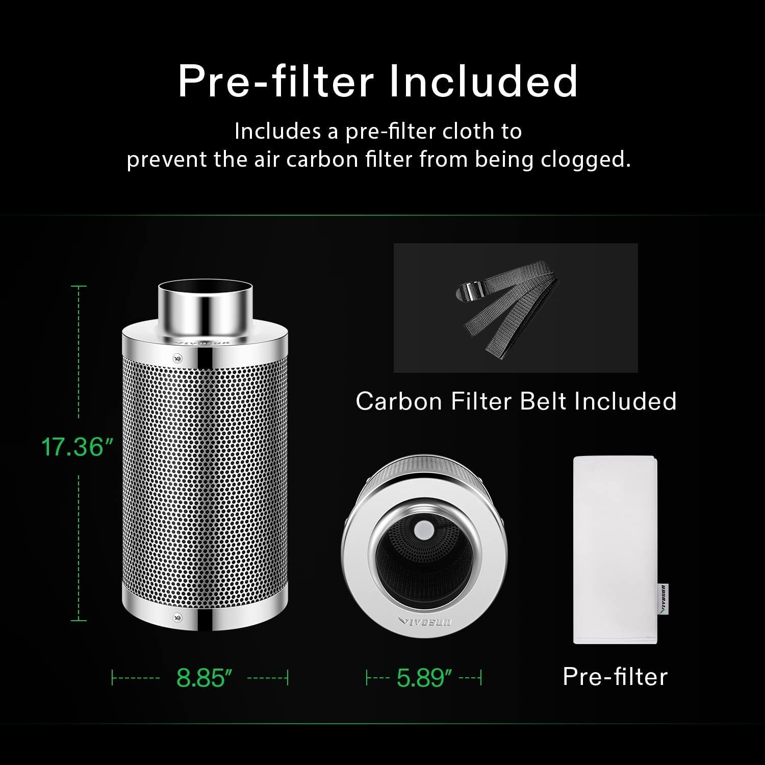 Air Carbon Filter 6", Australian Charcoal, Odor Control, Hydroponics, Grow Tent