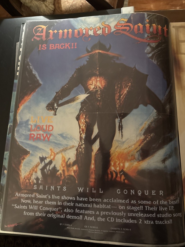Armored Saint - Saints Will Conquer RARE original promo poster 1988 -folded-
