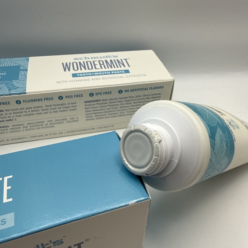 (TWO) Schmidt’s Wondermint Tooth+Mouth Paste Toothpaste Fluoride Free 4.7 Oz X 2