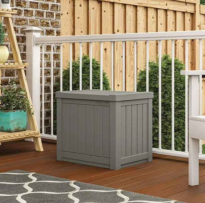 Suncast 22-Gal. Weather-Resistant Resin Outdoor Storage Deck Box, Stone Gray