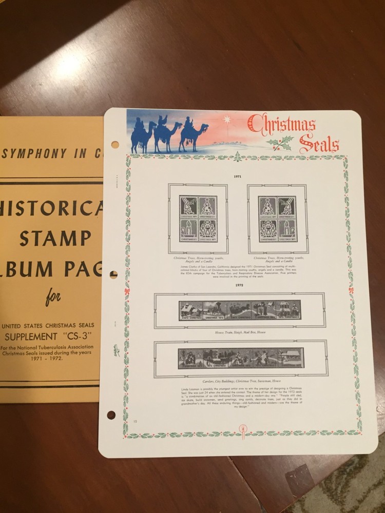 1 New Package of 3 White Ace Pages-Topical's-Christmas Seals CS-3