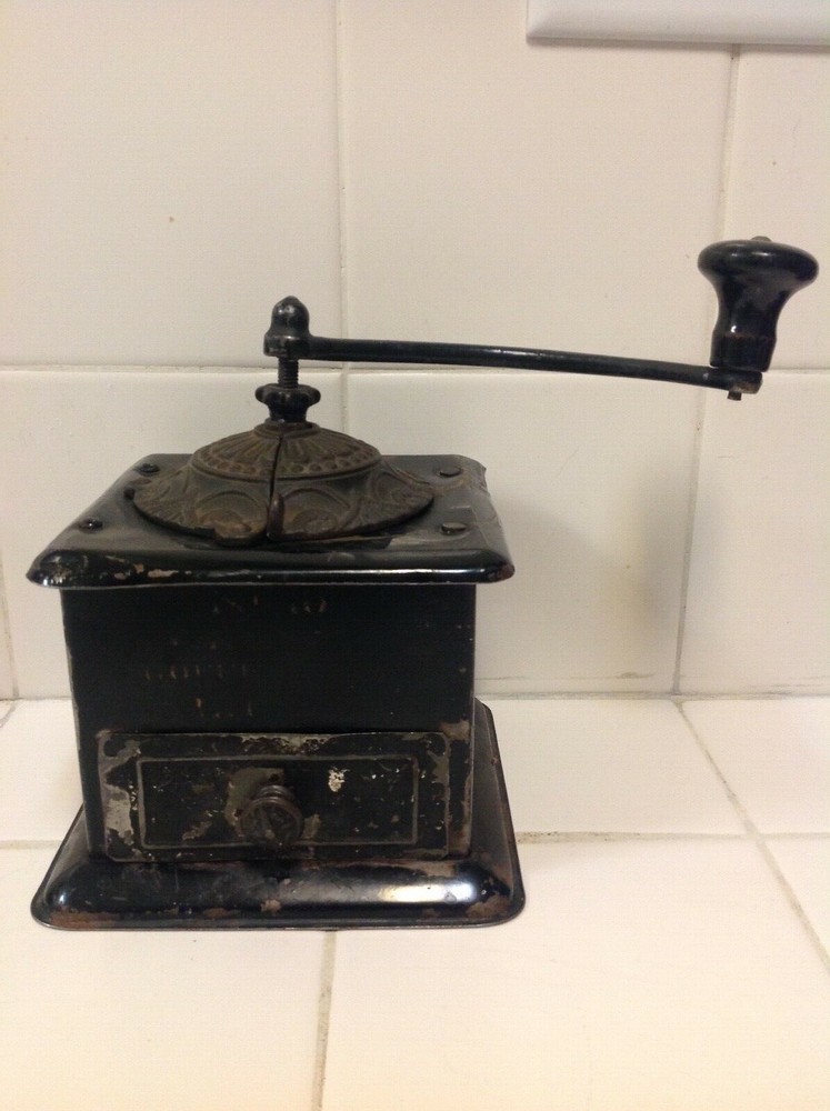 Vintage Tin Metal Coffee Grinder