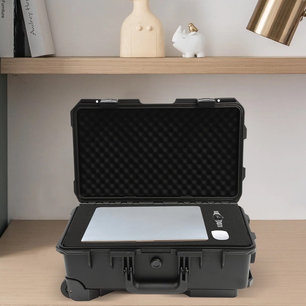 Rolling Transport Hard Case Waterproof Modern Camera Protective Equipment Black