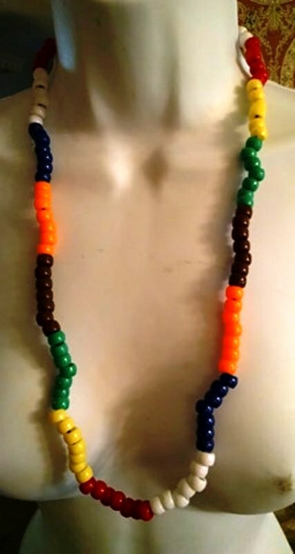 7 AFRICAN POWERS BEADS BEADED NECKLACE 30"