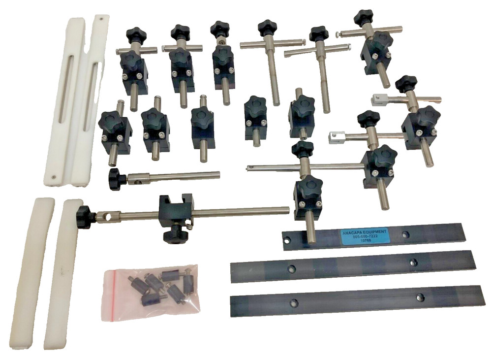 Adjustable Guide Rail Set with Bracket Heads, Stainless Posts, Knobs Lot (10768)