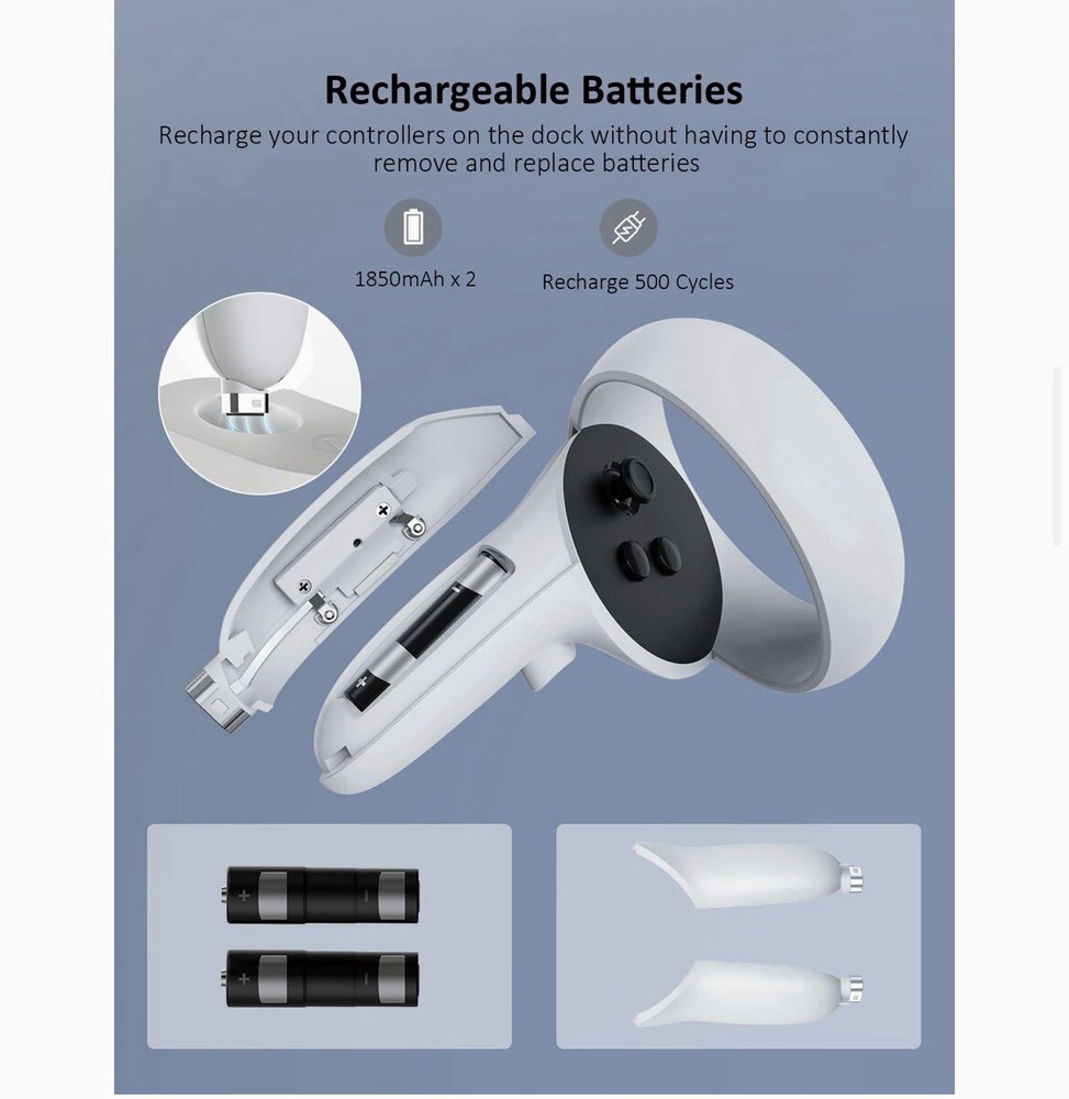 NexiGo S20 Enhanced Charging Dock for Meta Oculus Quest 2 Headset Controller