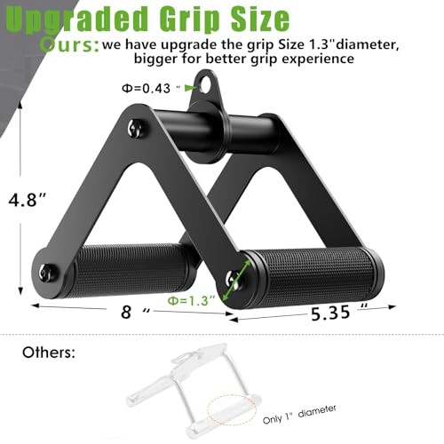 Double D Row Handle LAT Pulldown Attachments, 1.3 Inch Diameter Black Double D