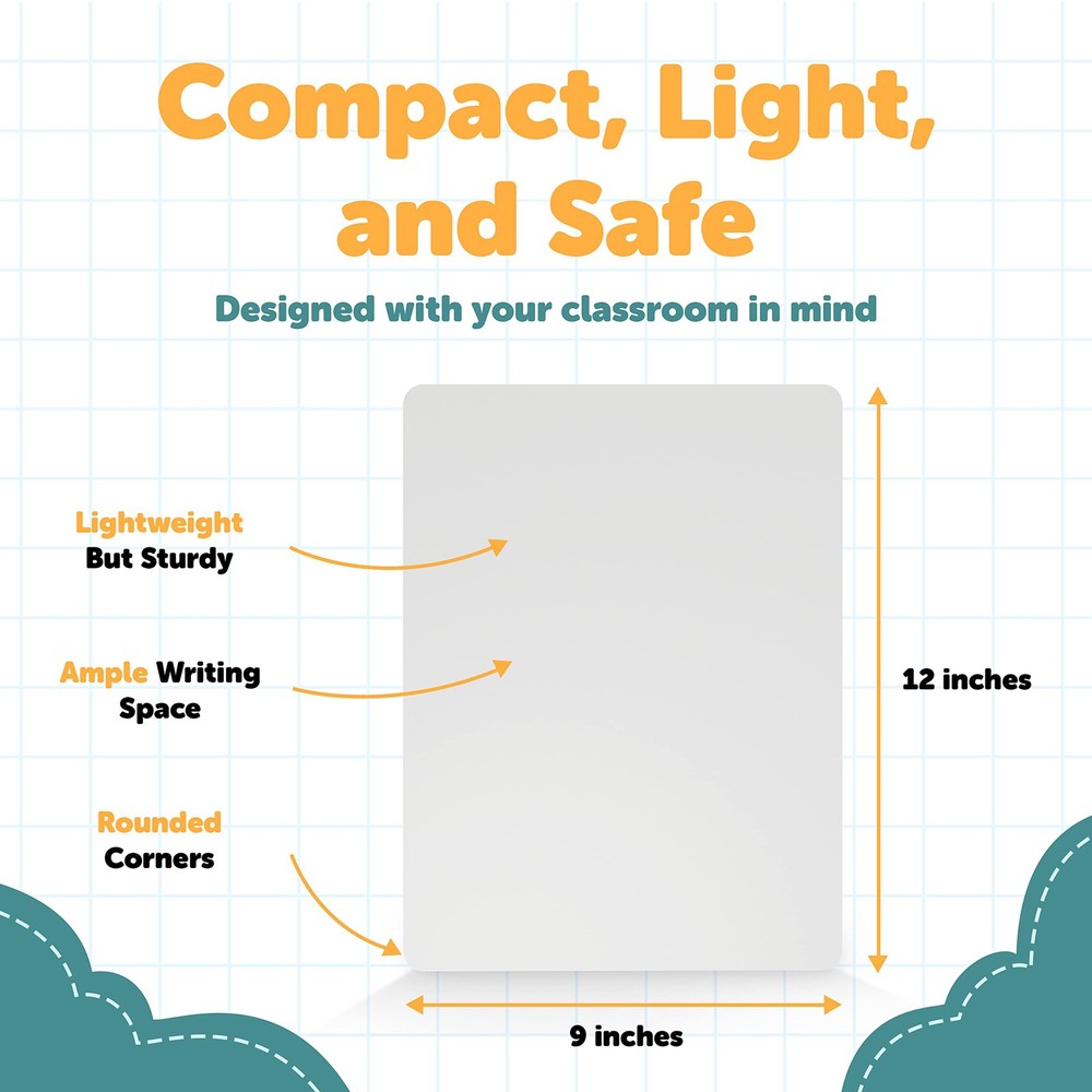 Classroom Whiteboard 9x12, Dry Erase Lapboard For Learning, White