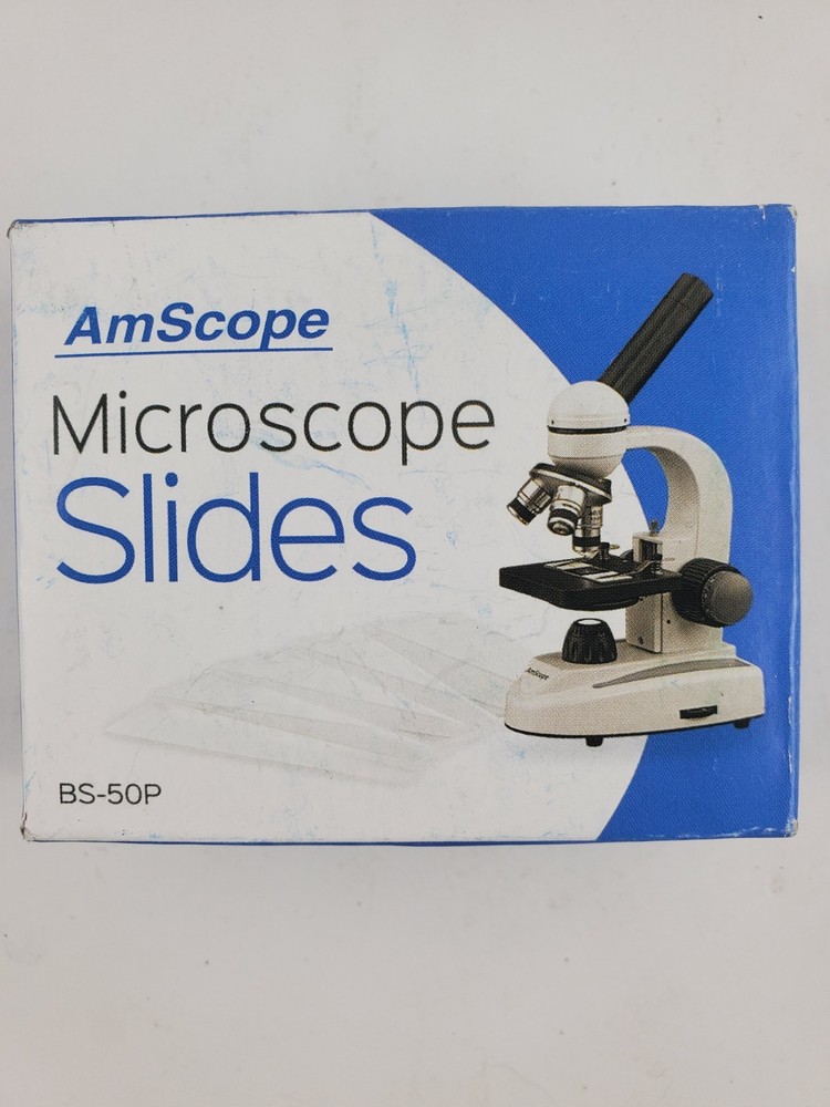 AmScope BS-50P Microscope Slides Pre-Cleaned Ground Glass Open Box (Approx 50pc)