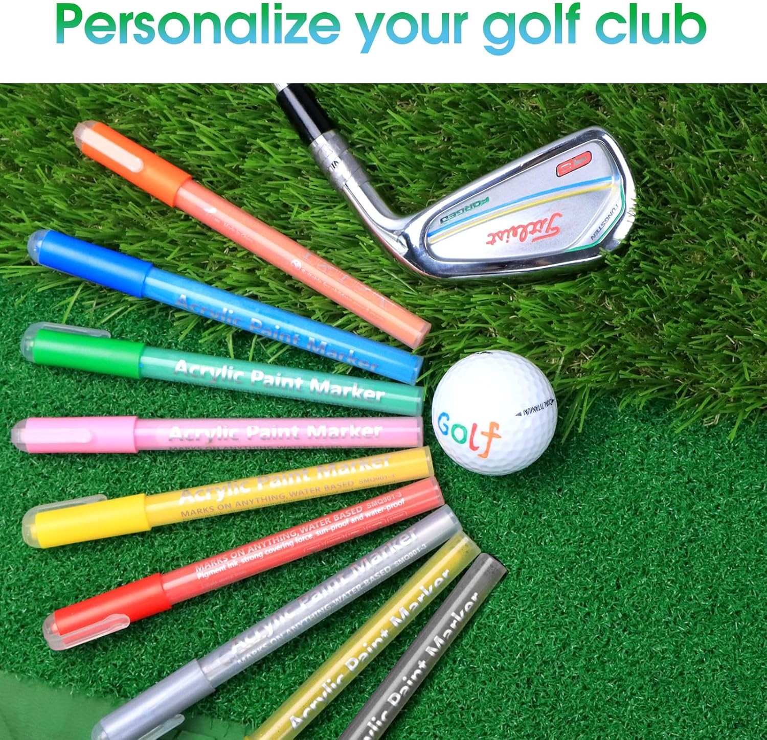Golf Club Paint-9Pcs Golf Pens&Golf Markers for Fill in, Customize or Renovate Y