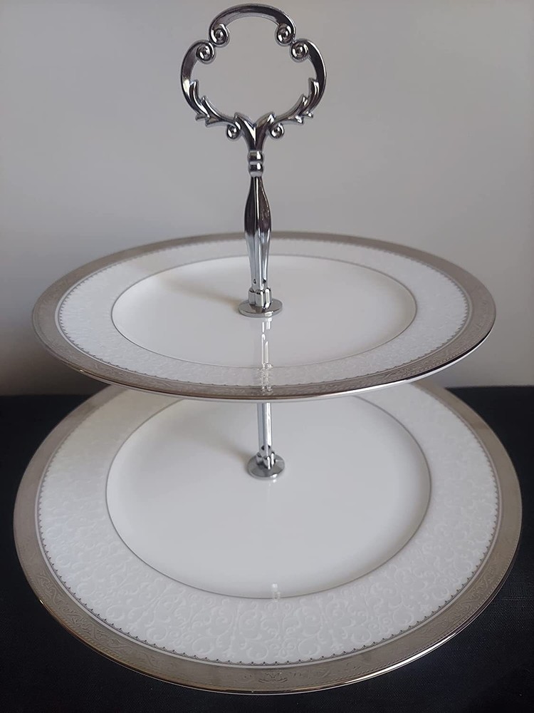 Noritake Odessa Platinum 2-Tiered Serving Tray