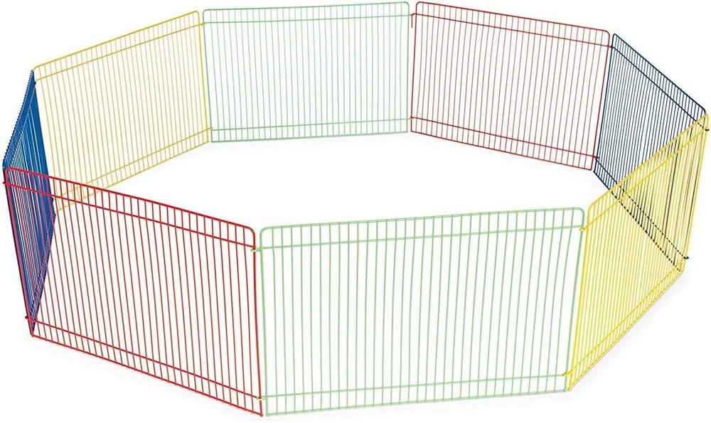 9-Panel 9'' High Multi-Color Plastic Wire Small Pet Playpen