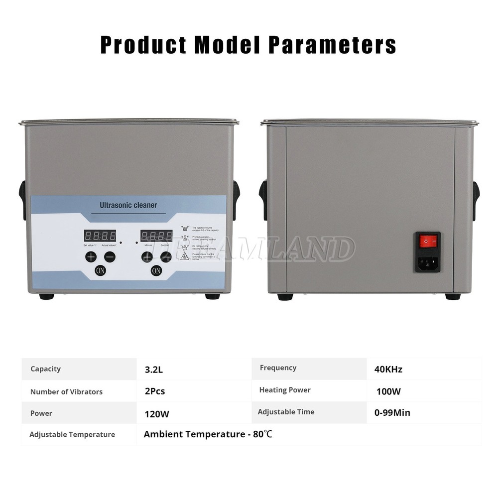 3.2L Ultrasonic Cleaner with Timer Heating Machine Digital Sonic Cleaner US