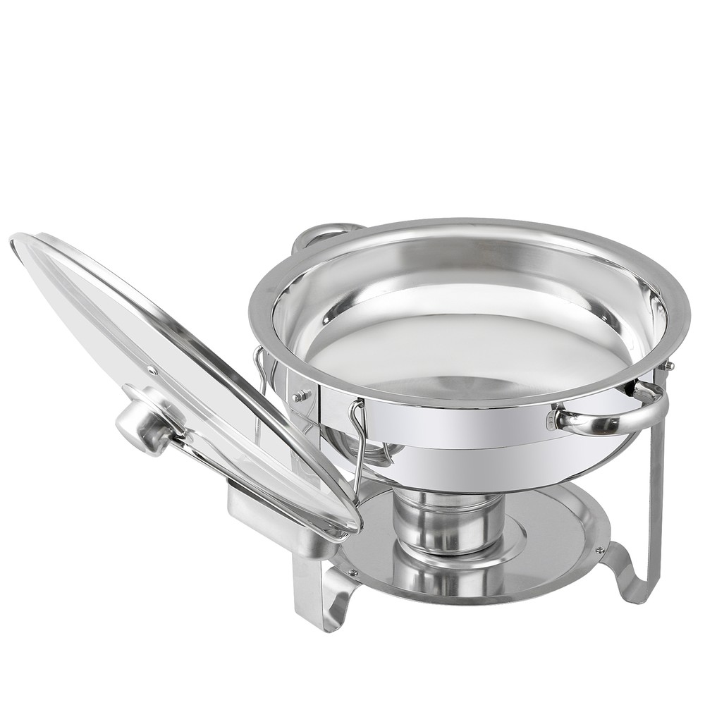 5 Quart 2Pack Full Size Chafing Dish Buffet Set Round Catering Warmer Set Silver