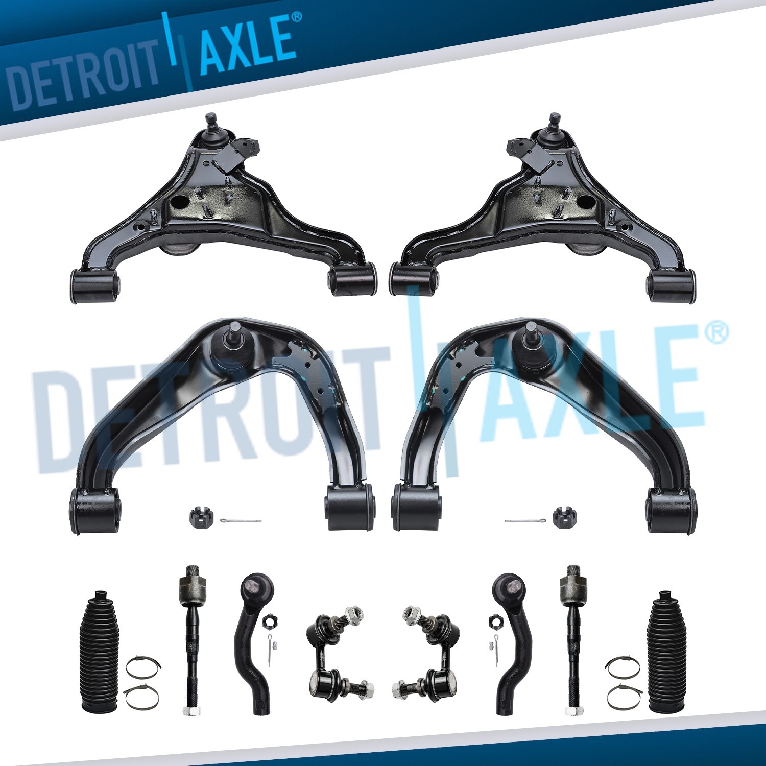 Front Upper Lower Control Arms End Kit for 2005 - 2018 Nissan Frontier Xterra