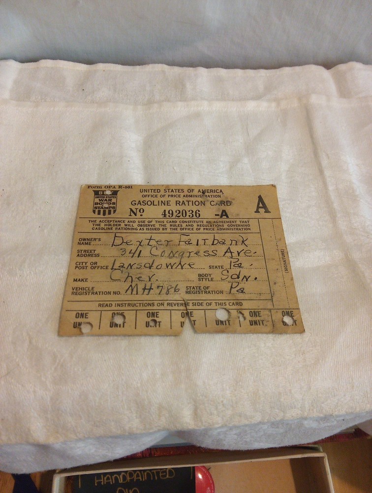 WWII Gasoline Ration Card