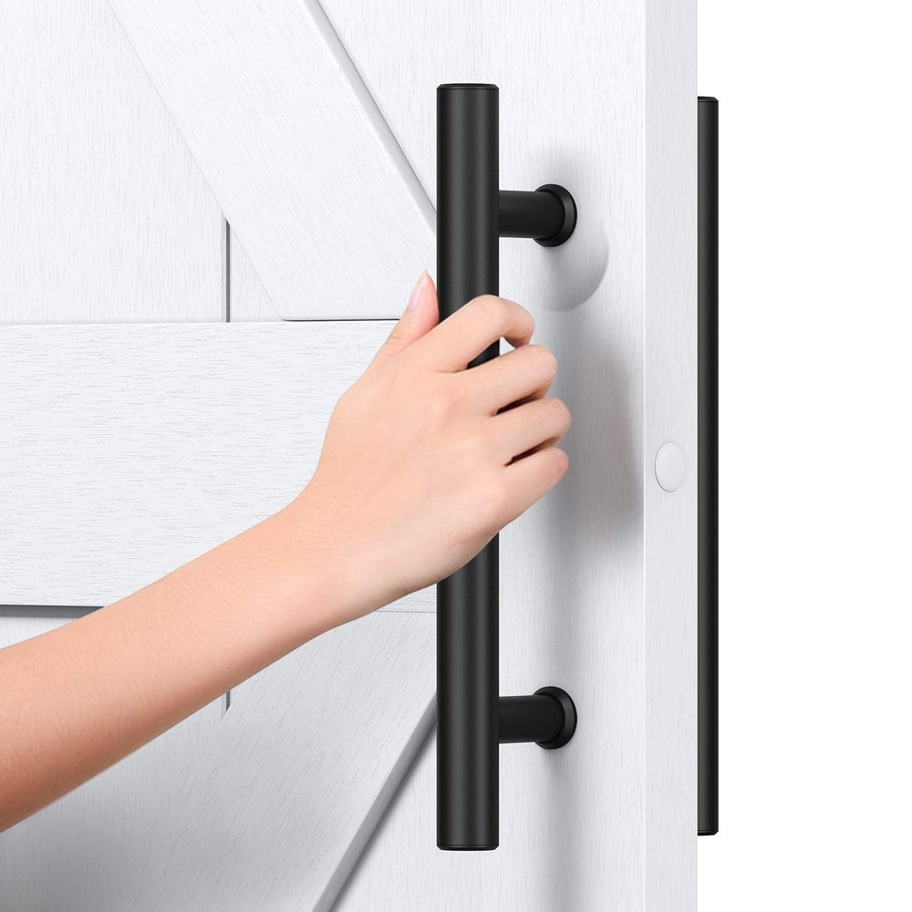 SMARTSTANDARD 12" Push/Pull Sliding Barn Door Handle Set, Double-Sided