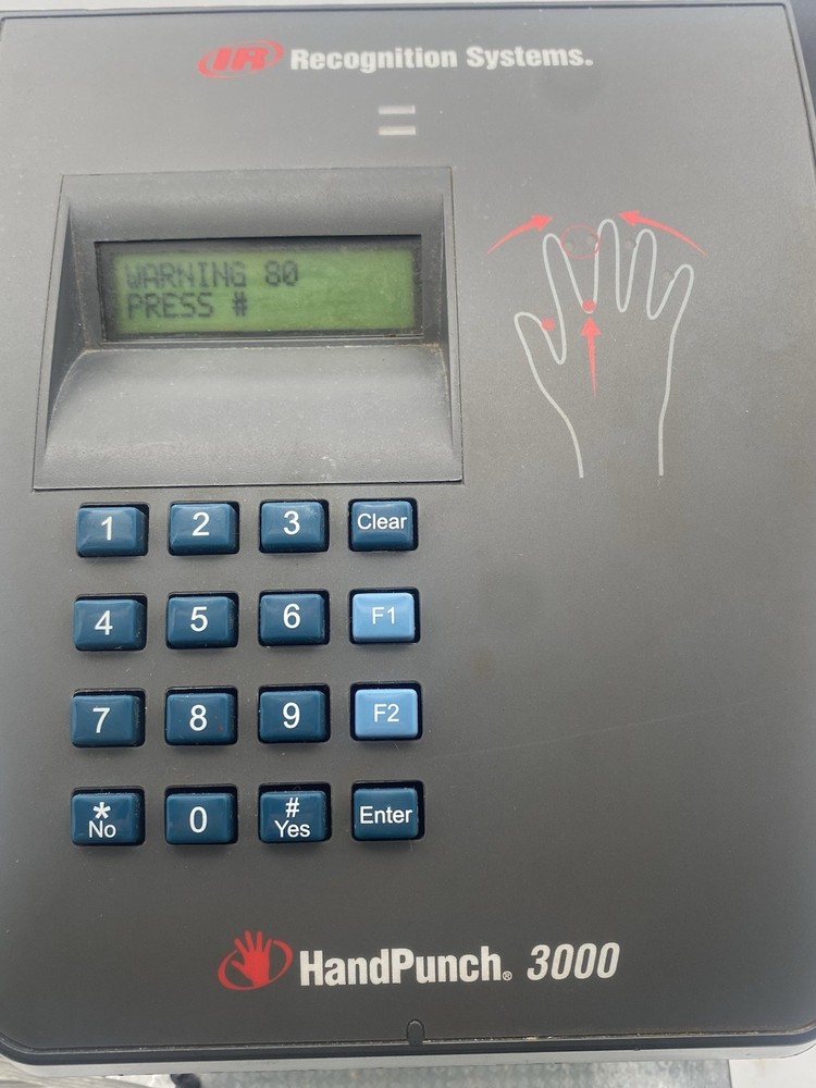 Schlage/IR Recognition Systems Biometric Handpunch HP-3000 Ethernet! Powers on