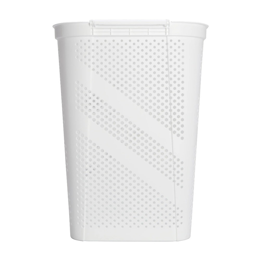Plastic Hinged Lid Rectangular Laundry Hamper Basket with Lid White Storage Bin