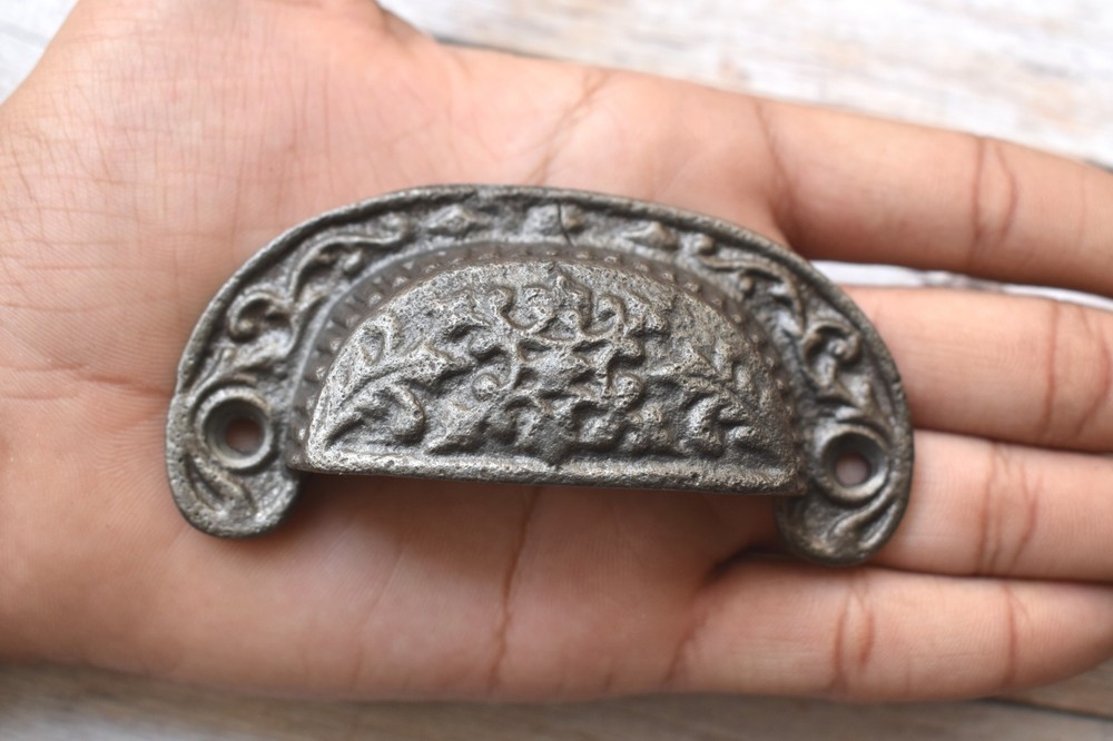 Vintage Style cast iron Cup cabinet drawer door knobs handles pull rustic 6 pcs