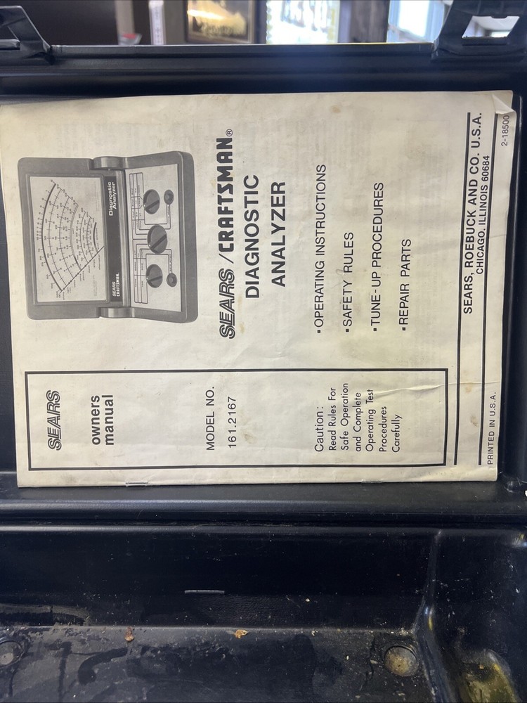 SEARS CRAFTSMAN DIAGNOSTIC ANALYZER W/ ORIGINAL CASE-CABLES & MANUAL-NOT TESTED