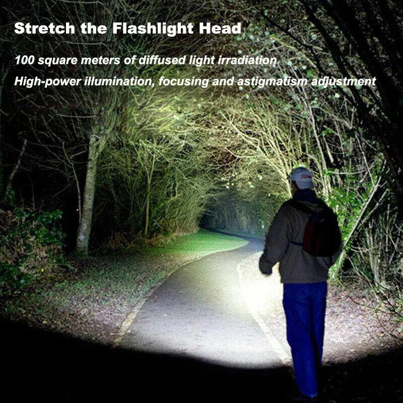 2PCS Tactical Flashlight Small LED Torch Light Mini Super Bright Penlight USB