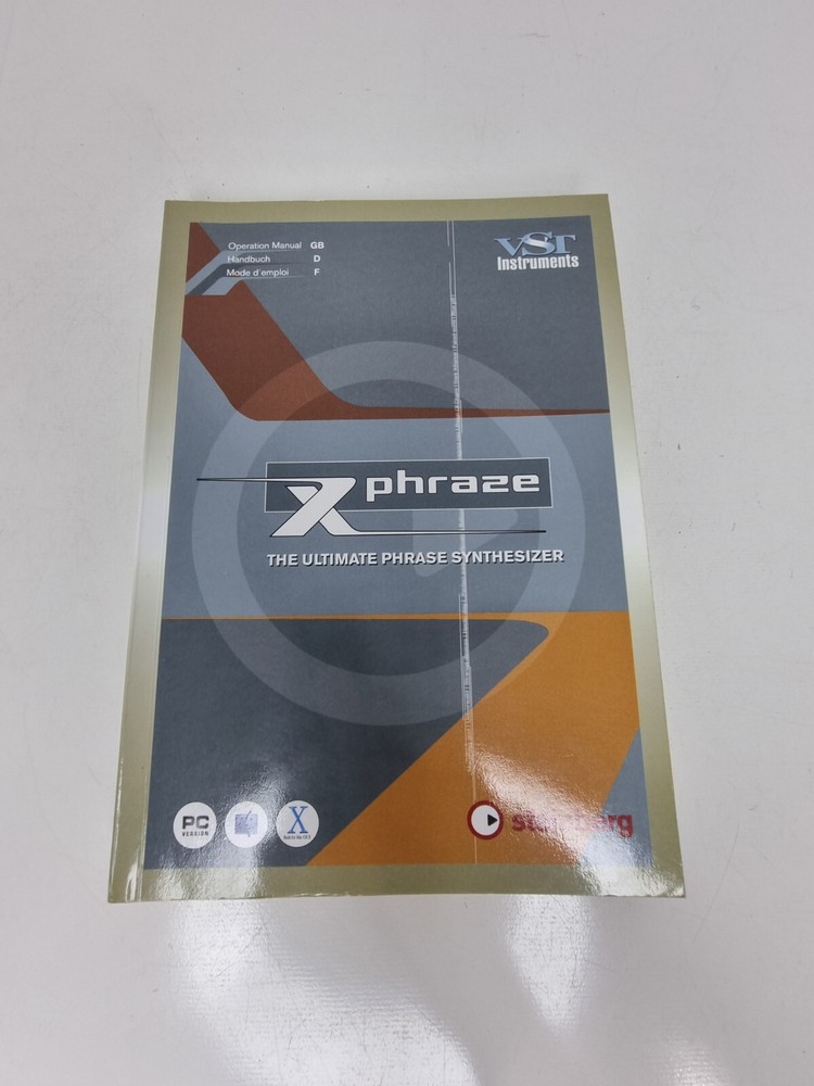 Steinberg Xphraze Ultimate Synthesizer SoftwareOperation Manual Book PC