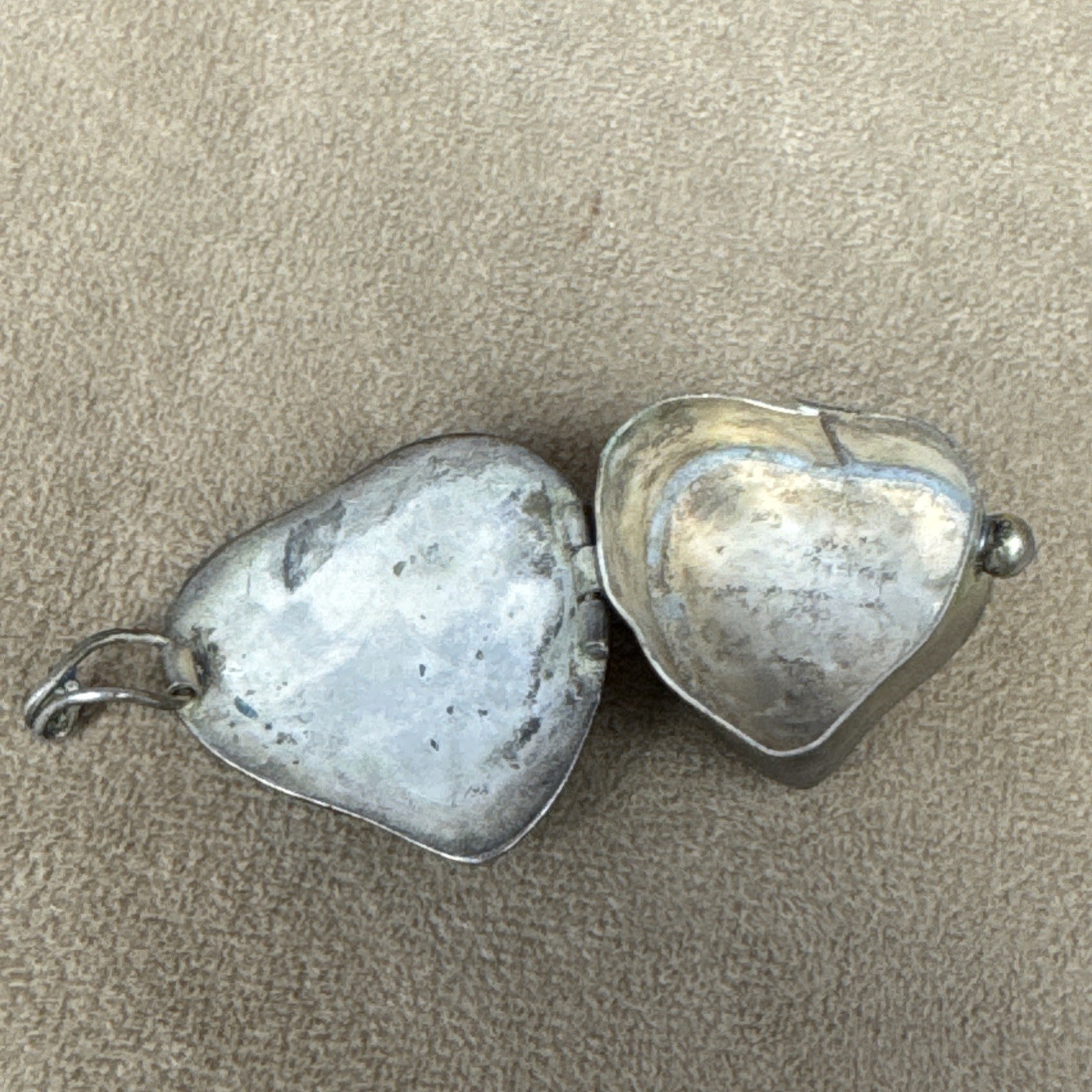 VTG Alpaca Mexico Silver Abalone Shell Inlay Pill Box Trinket-Flower Heart Daisy