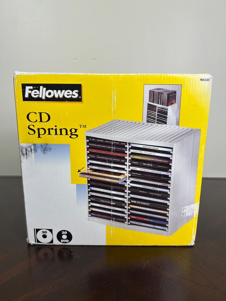 Fellowes CD Spring Loaded Storage Unit 30-48 Disc DVD Capacity New in Box
