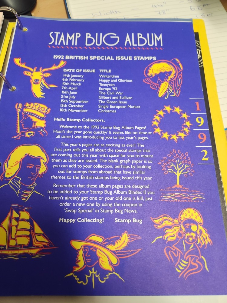 STAMP BUG CLUB RING FOLDER PLUS STAMP COLLECTORS YEARLY BOOKS NO STAMPS