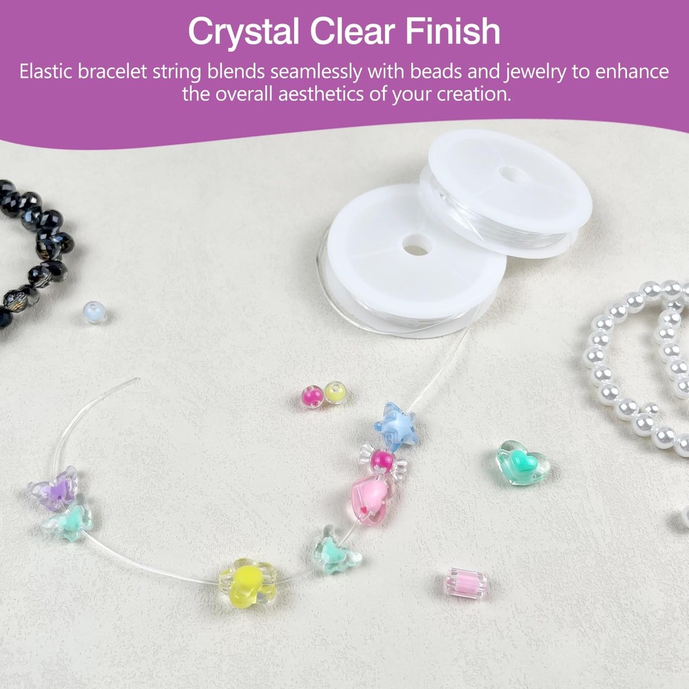 1mm Clear Elastic Bracelet String Cord – Stretch Beading Thread Transparent