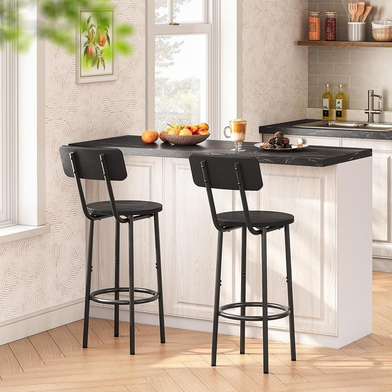 Ergonomic Bar Stools Set Adjustable Height Comfortable Footrest Kitchen Dining