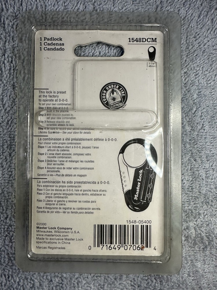 New Master Lock Combination Backpack Lock