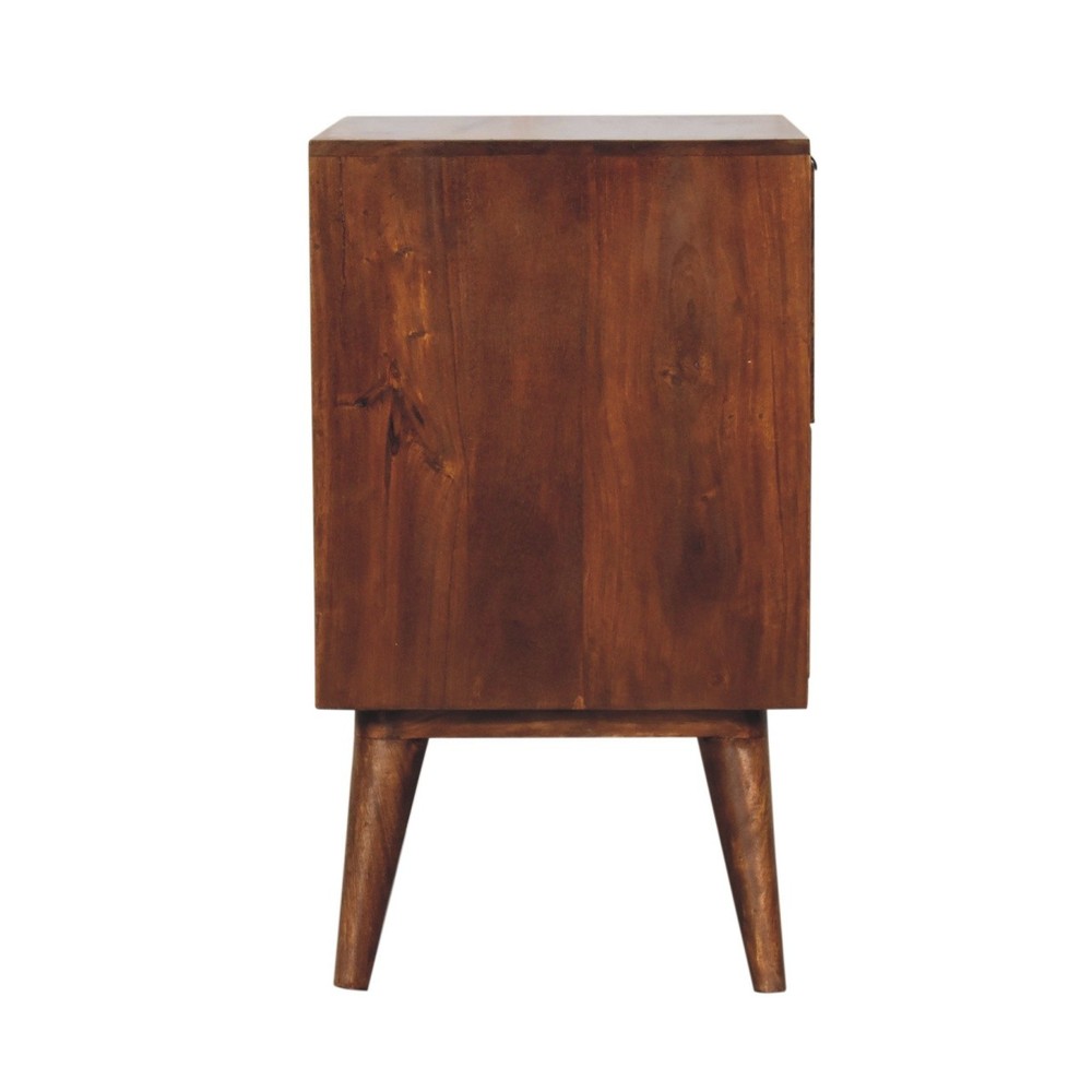 Solid wood Quad Nightstand, 2-Drawers, Dark Brown,elegant nightstand table