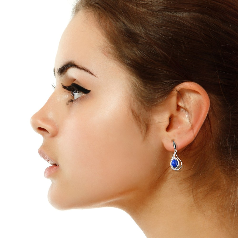 Silver Dangle Earrings Blank – 1 Pair – 9x7mm Oval Prong Setting