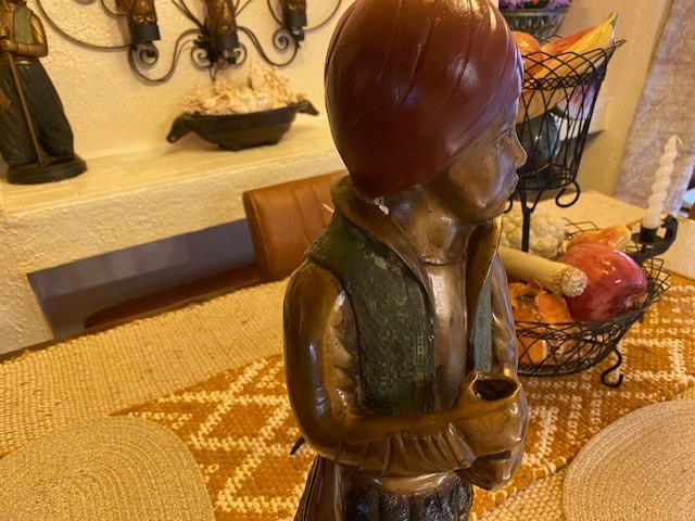 ANTIQUE BRONZE MIDDLE EASTERN COLD PAINT , NUBIAN?CANDELABRA! 16 LBS EACH!