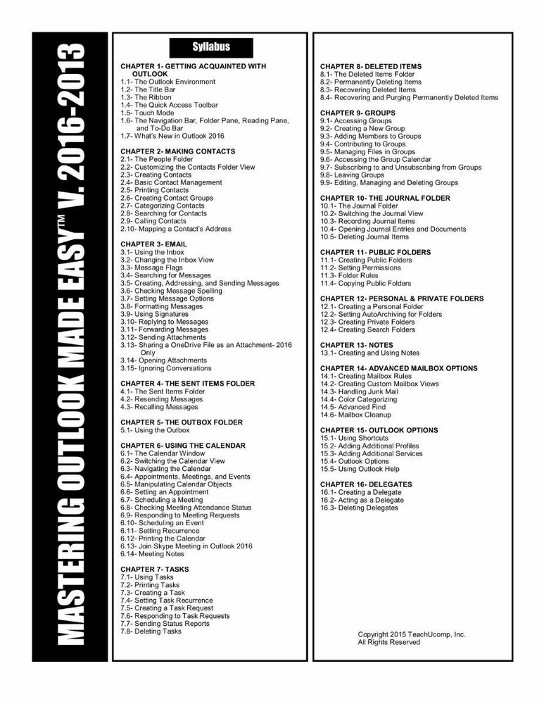 Learn Microsoft OUTLOOK 2016/2013 Training Tutorial DVD-ROM Course 99 Lessons